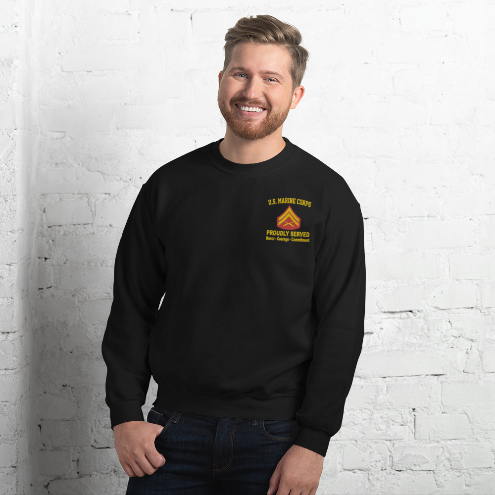 Custom US Marine Corps Ranks, Insignia Core Values Embroidered Unisex Sweatshirt