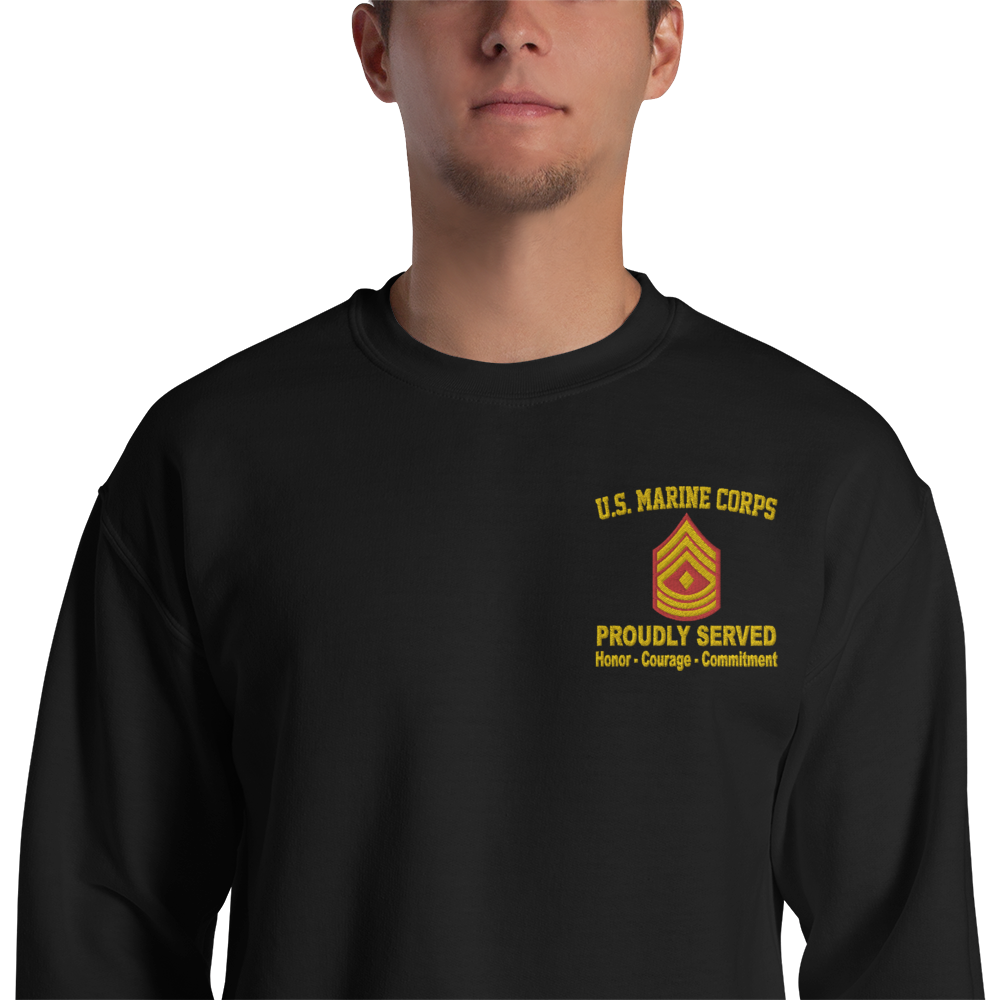 Custom US Marine Corps Ranks, Insignia Core Values Embroidered Unisex Sweatshirt