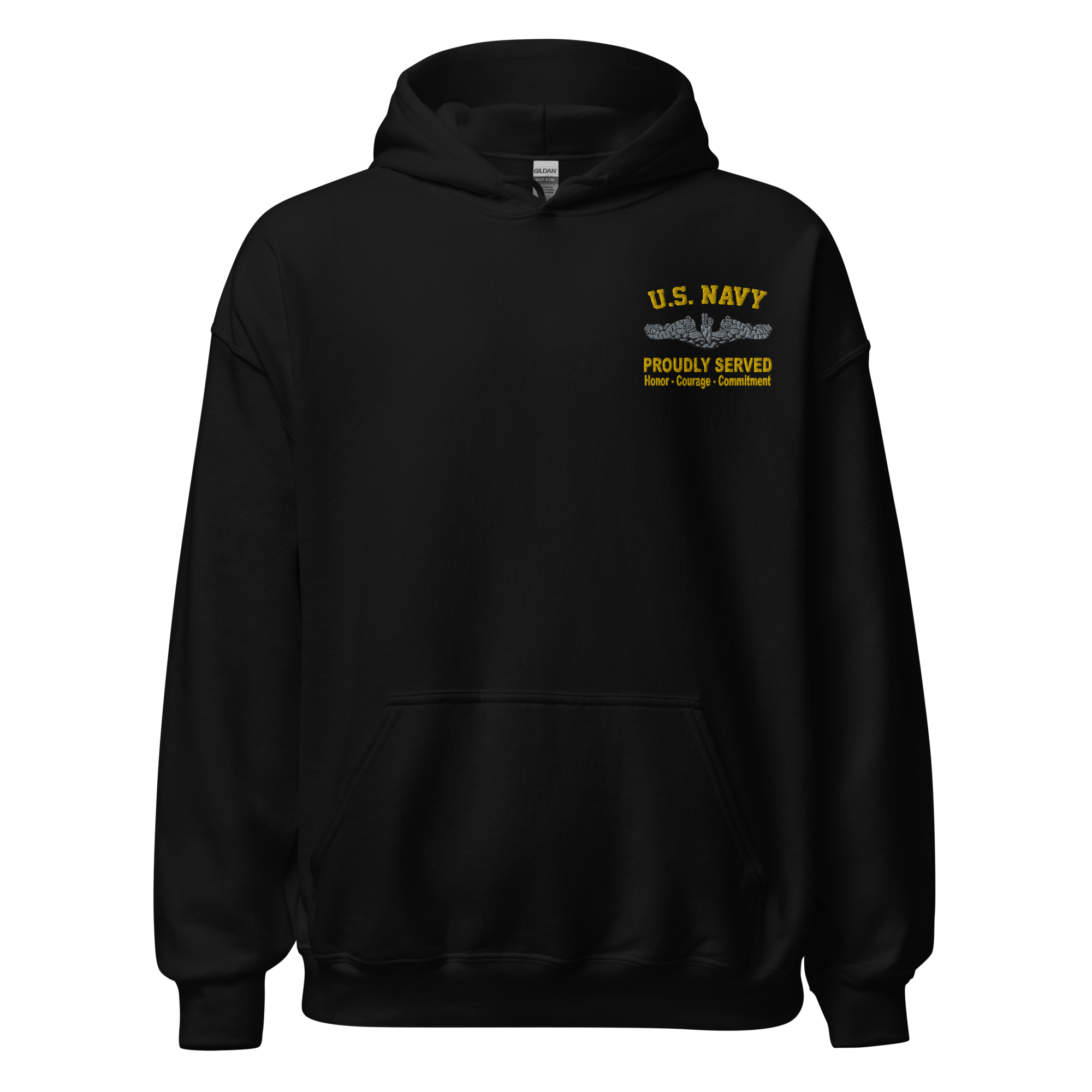 Custom US Navy Ranks, Insignia Core Values Embroidered Unisex Hoodie