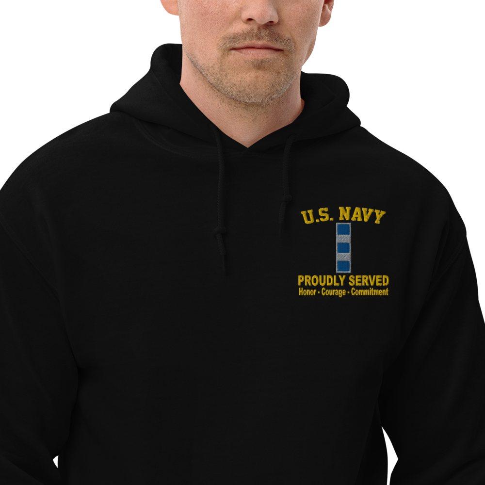 Custom US Navy Ranks, Insignia Core Values Embroidered Unisex Hoodie