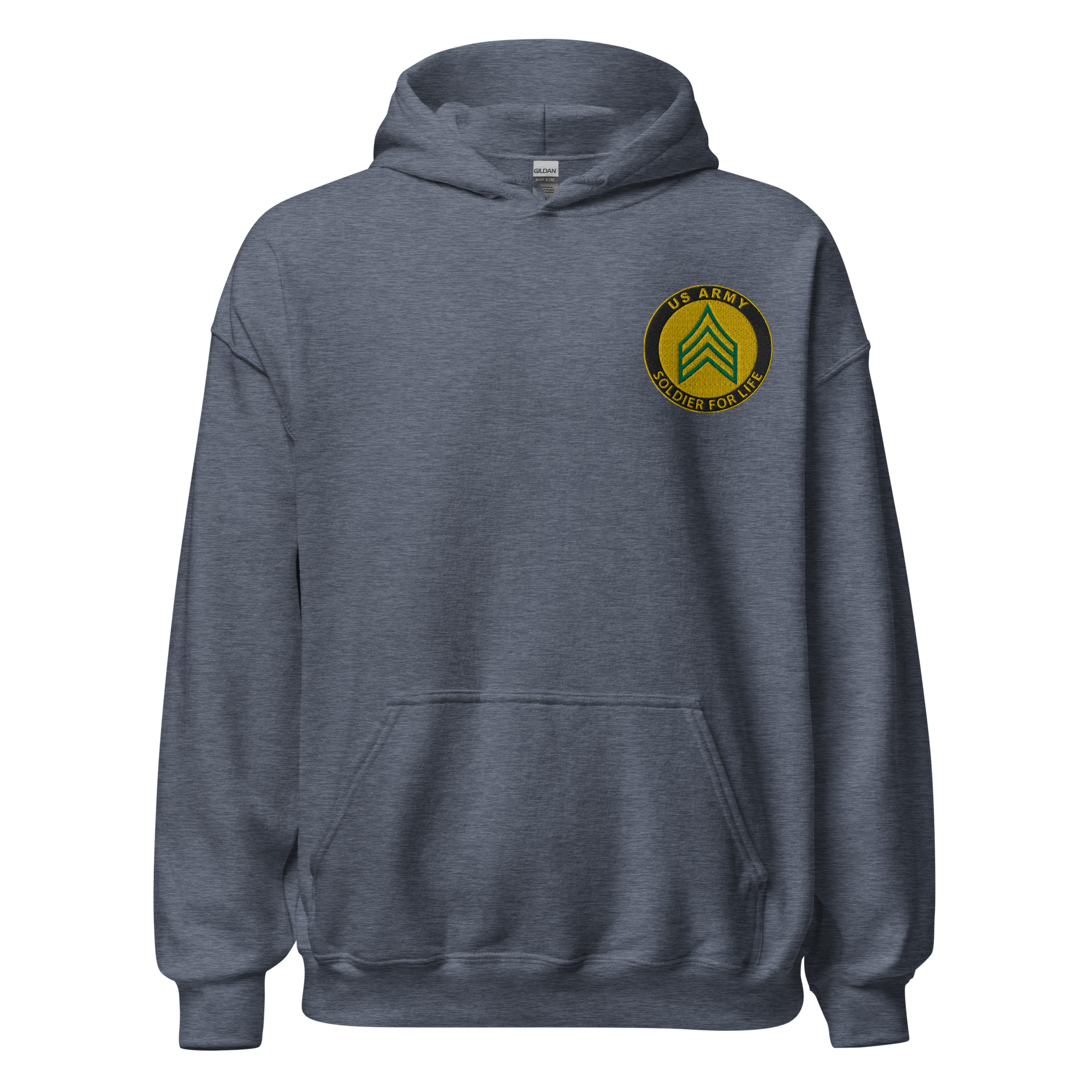 Custom US Army Ranks, Insignia Soldier For Life Embroidered Unisex Hoodie