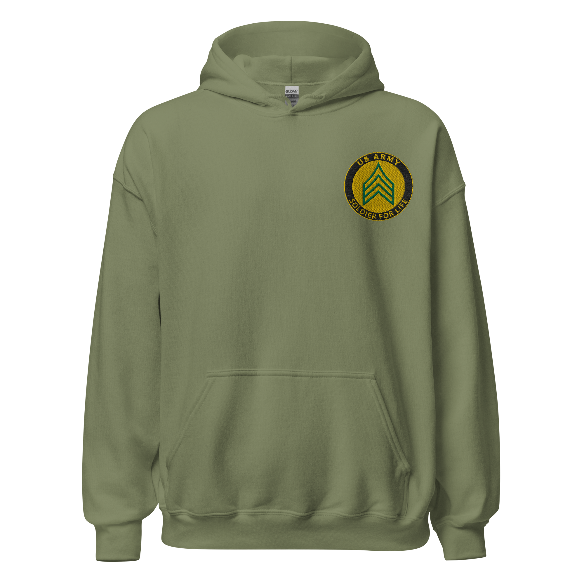 Custom US Army Ranks, Insignia Soldier For Life Embroidered Unisex Hoodie