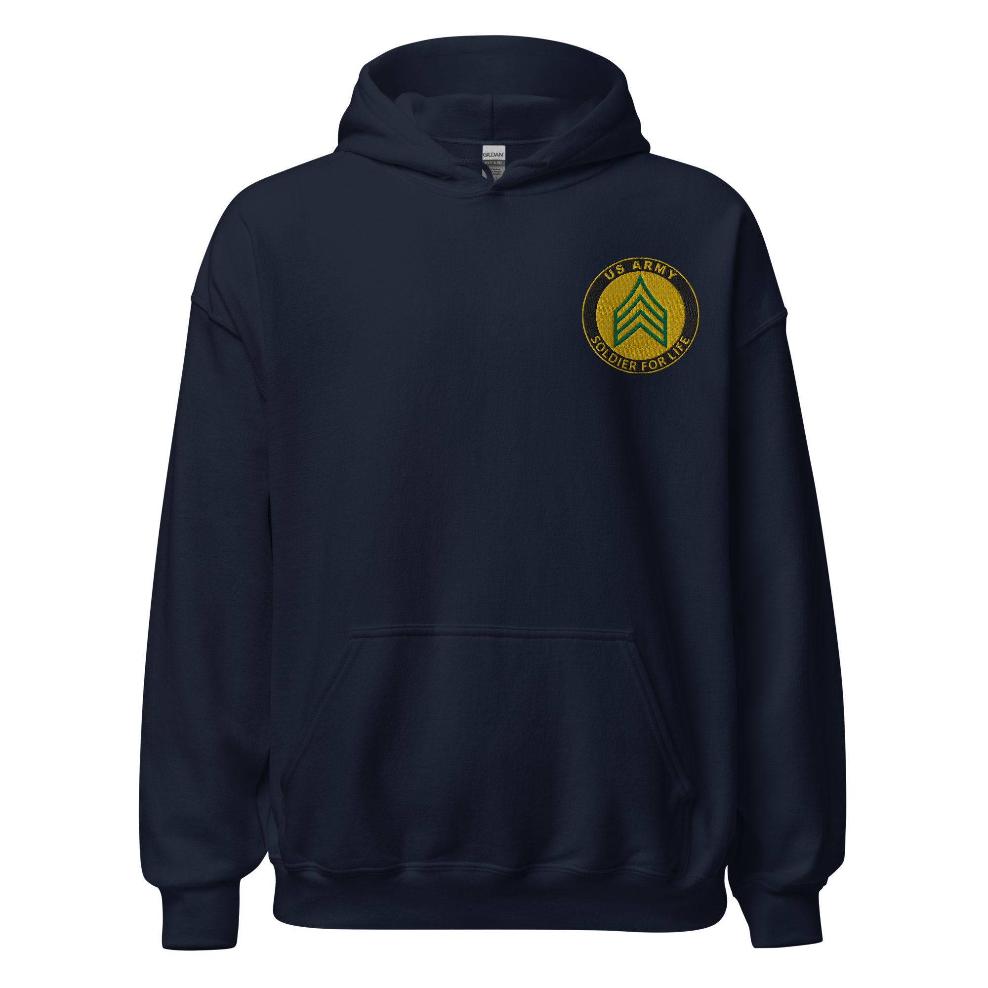 Custom US Army Ranks, Insignia Soldier For Life Embroidered Unisex Hoodie