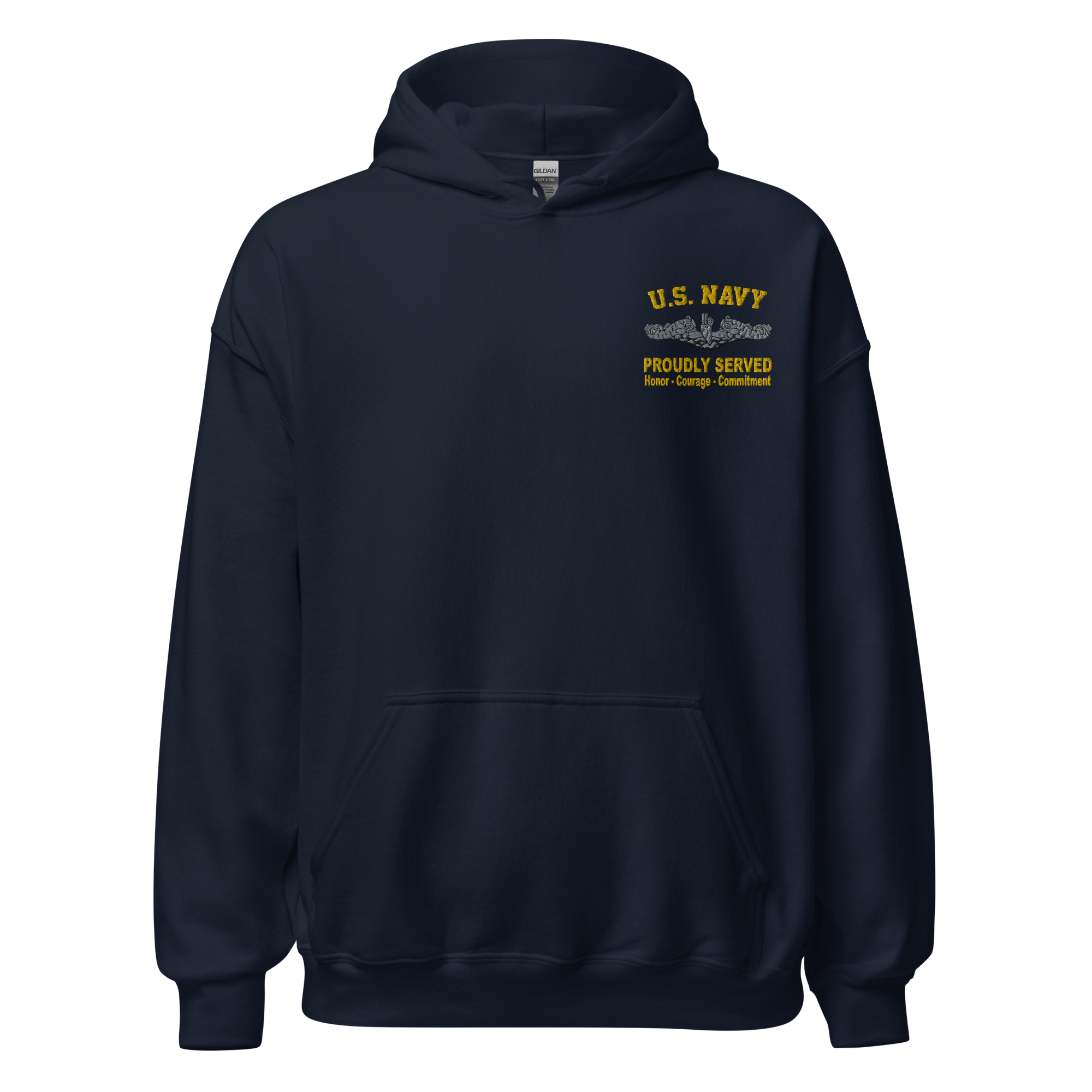 Custom US Navy Ranks, Insignia Core Values Embroidered Unisex Hoodie