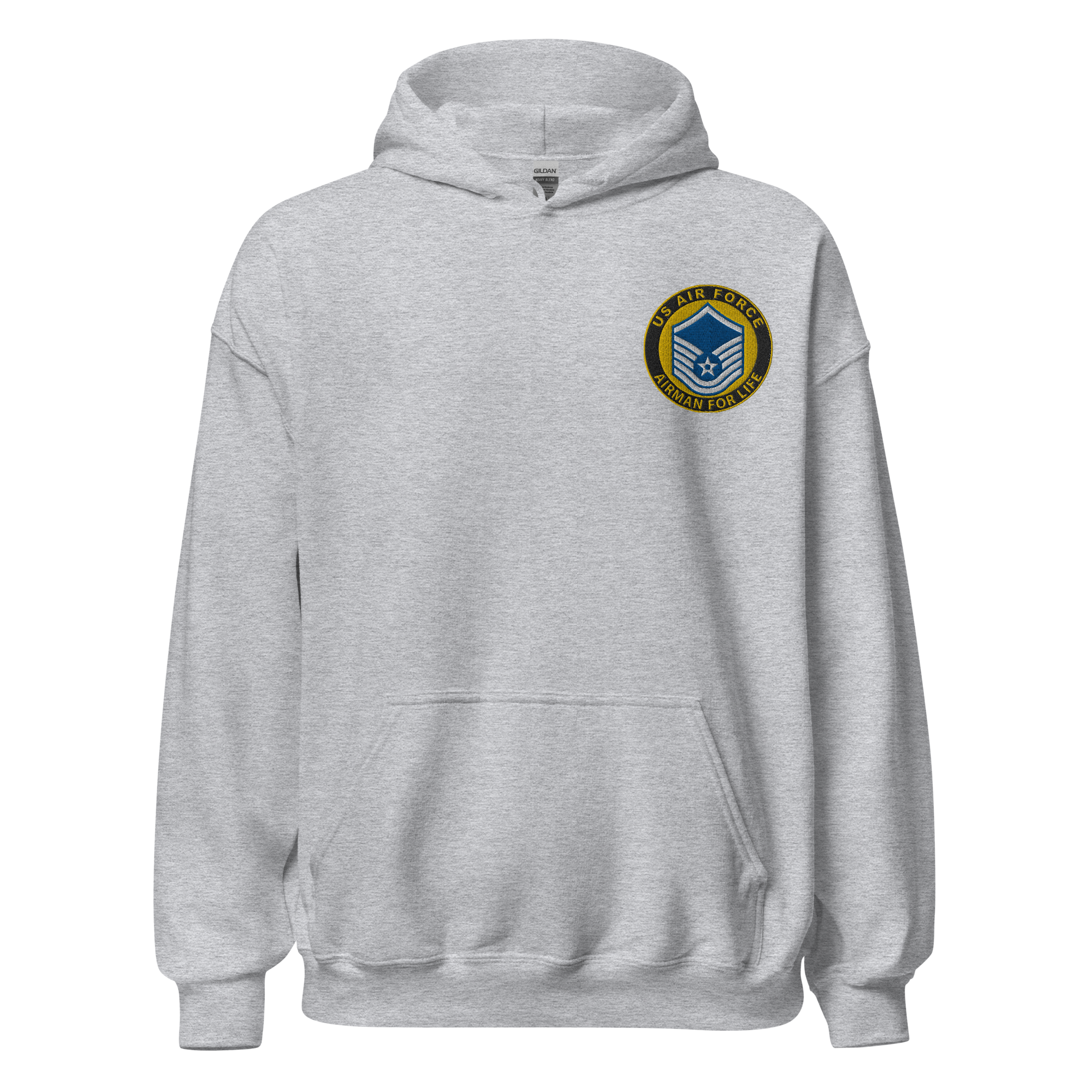 Custom US Air Force Ranks, Insignia Airman For Life Embroidered Unisex Hoodie