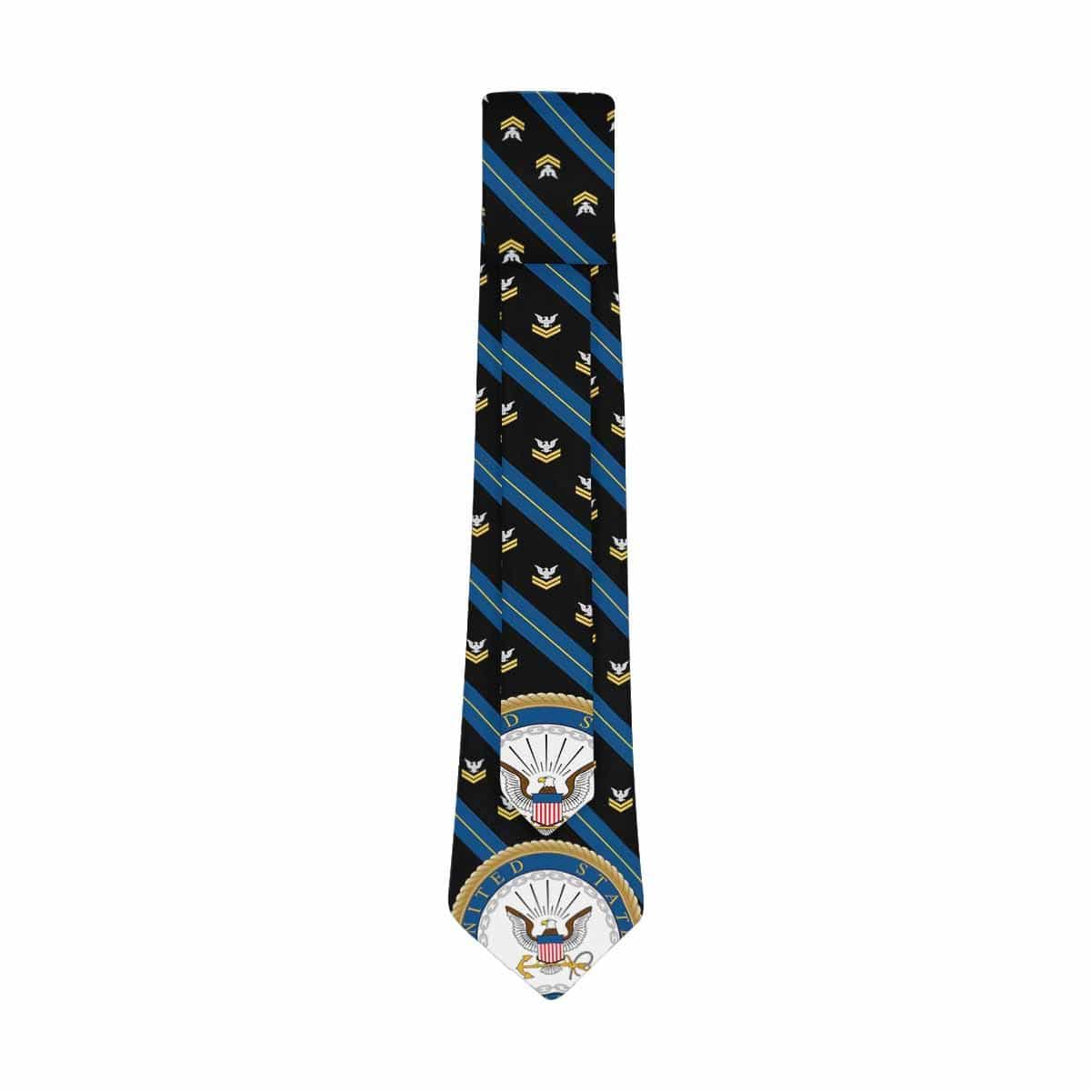 US Navy E-5 Gold Stripe Classic Necktie (Two Sides)-Necktie-Navy-Collar-Veterans Nation