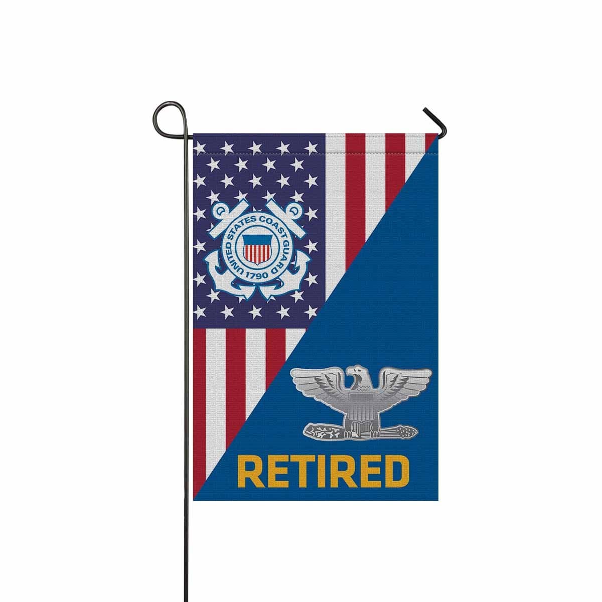 US Coast Guard O-6 Captain O6 CAPT Senior Officer Ranks Retired Garden Flag 12'' x 18'' Twin-Side Printing Retired Garden Flag 12" x 18"-Garden Flag-Veterans Nation