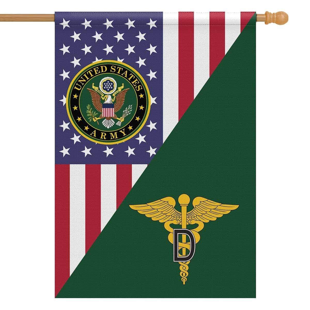 US Army Insignia With America Flag House Flag 28 Inch x 40 Inch Twin-Side Printing-HouseFlag-Army-Veterans Nation