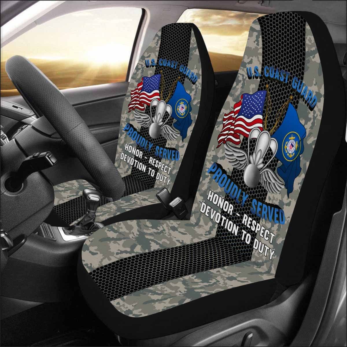 USCG AVIATION SURVIVAL TECHNICIAN AST Logo Proudly Served - Car Seat Covers (Set of 2)-SeatCovers-USCG-Rate-Veterans Nation