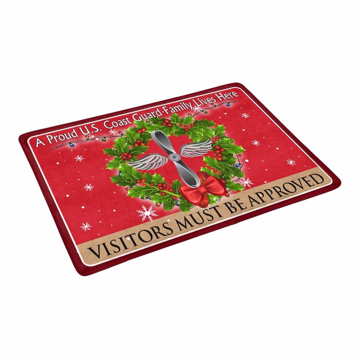 US Coast Guard Aviation Maintenance Technician AMT Logo - Visitors must be approved Christmas Doormat-Doormat-USCG-Rate-Veterans Nation