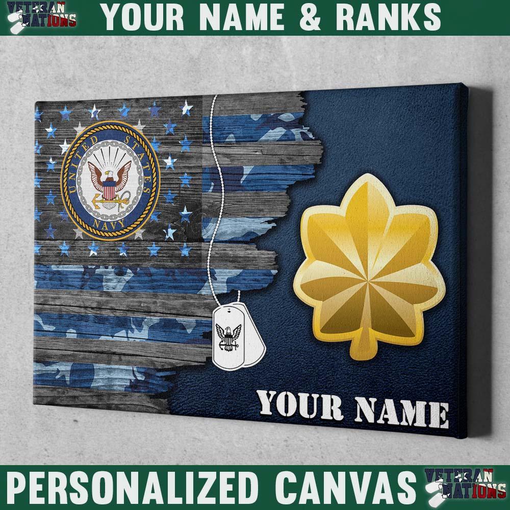 Personalized Canvas - U.S. Navy Officer - Personalized Name & Ranks-Canvas-Personalized-Navy-Officer-Veterans Nation