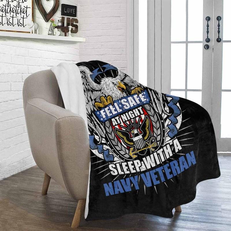 Feel Safe At Night Sleep With A Navy Veteran Cozy Plush Fleece Blanket - 60x80-Blankets-Navy-Logo-Veterans Nation