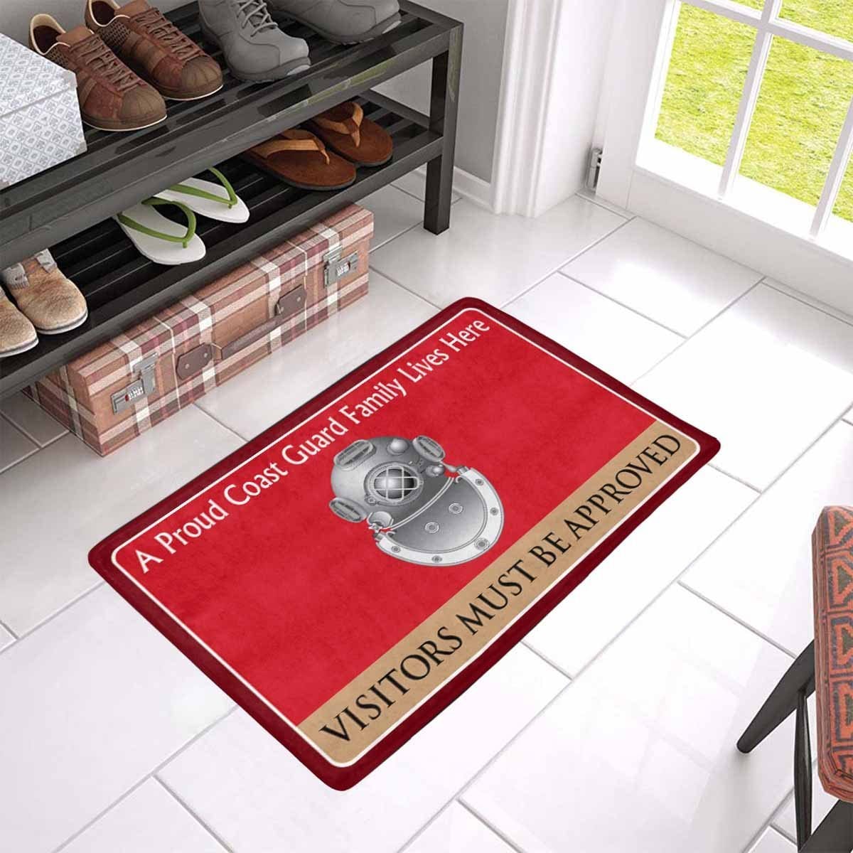 US Coast Guard Diver ND Logo Family Doormat - Visitors must be approved (23.6 inches x 15.7 inches)-Doormat-USCG-Rate-Veterans Nation