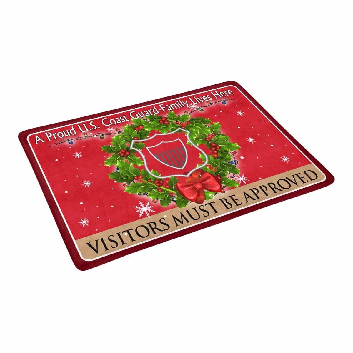 USCG MARITIME ENFORCEMENT ME Logo - Visitors must be approved Christmas Doormat-Doormat-USCG-Rate-Veterans Nation