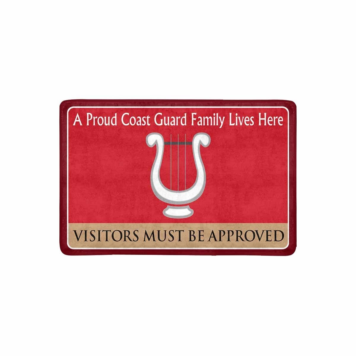 US Coast Guard Musician MU Logo Family Doormat - Visitors must be approved (23.6 inches x 15.7 inches)-Doormat-USCG-Rate-Veterans Nation