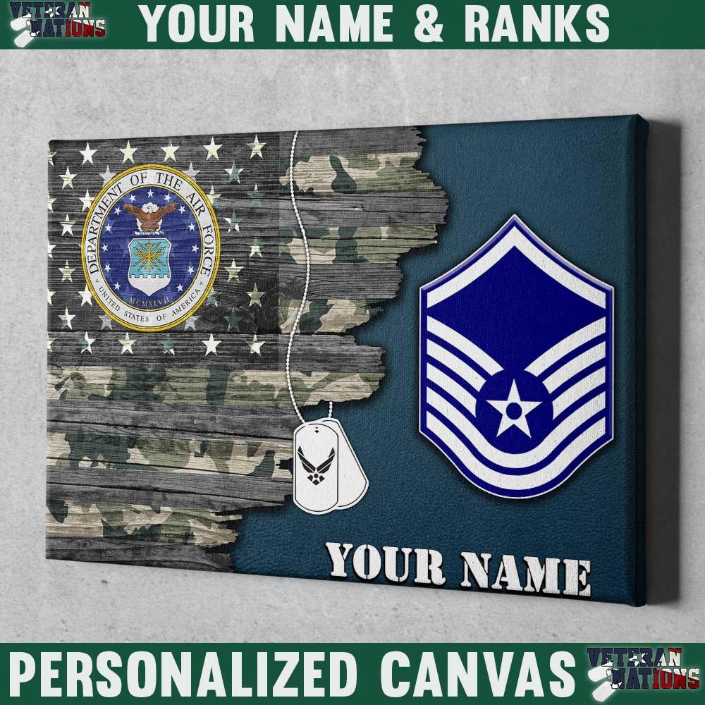 Personalized Canvas - U.S. Air Force Ranks - Personalized Name & Ranks-Canvas-Personalized-USAF-Ranks-Veterans Nation