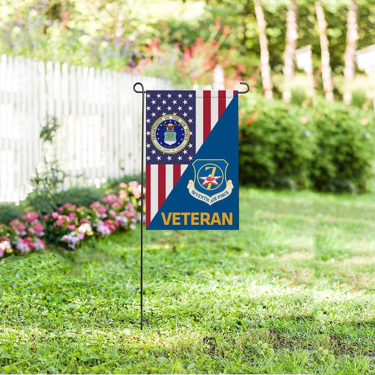 US Air Force Seventh Air Force Veteran Garden Flag/Yard Flag 12 inches x 18 inches Twin-Side Printing-GDFlag-USAF-Shield-Veterans Nation