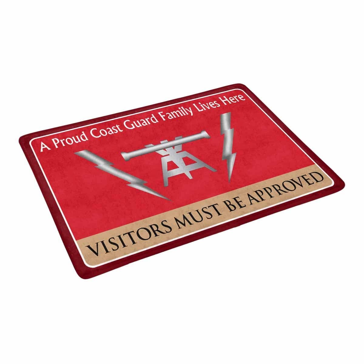 US Coast Guard Fire Control Technician FT Logo Family Doormat - Visitors must be approved (23.6 inches x 15.7 inches)-Doormat-USCG-Rate-Veterans Nation