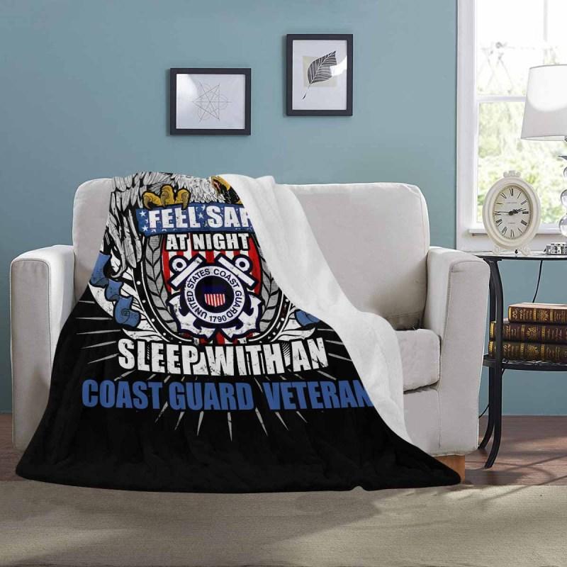 Feel Safe At Night Sleep With A Coast Guard Veteran Sherpa Blanket - 50x60-Blankets-USCG-Logo-Veterans Nation