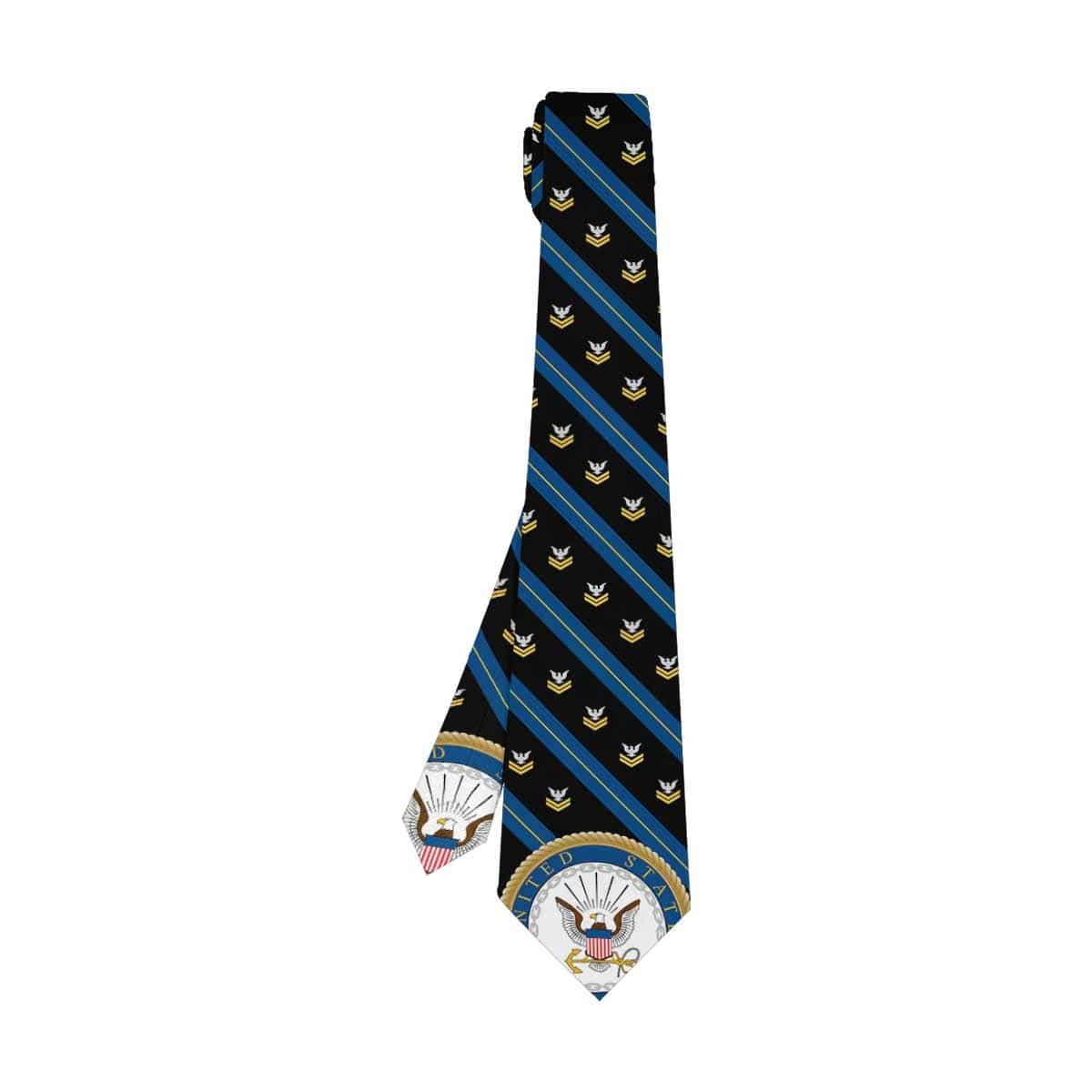 US Navy E-5 Gold Stripe Classic Necktie (Two Sides)-Necktie-Navy-Collar-Veterans Nation