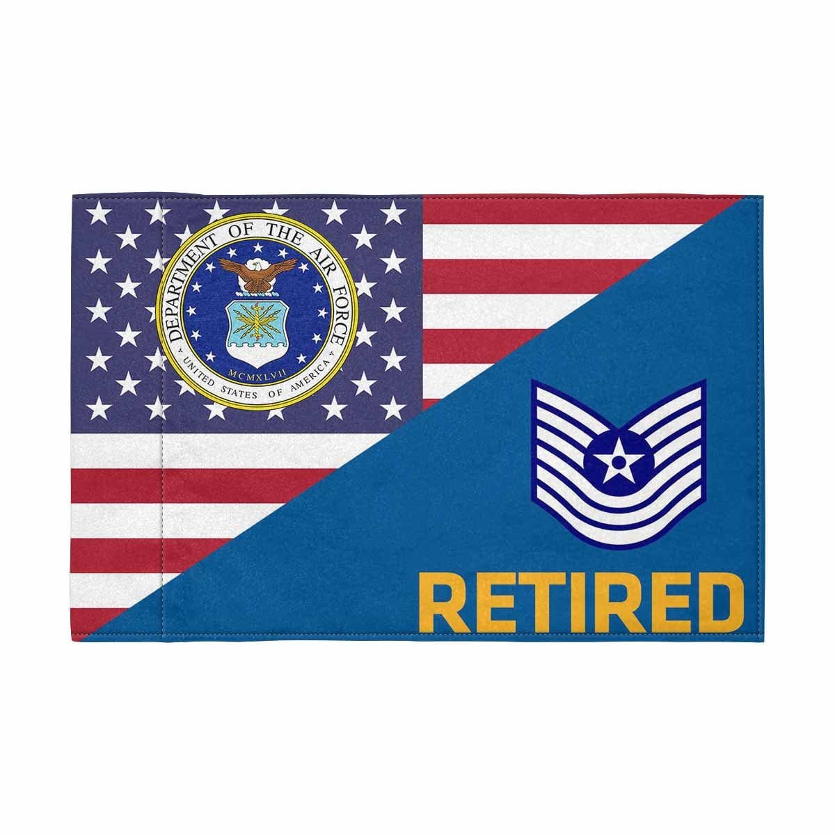 US Air Force E-7 Old Style Retired Motorcycle Flag 9" x 6" Twin-Side Printing D01-MotorcycleFlag-USAF-Veterans Nation