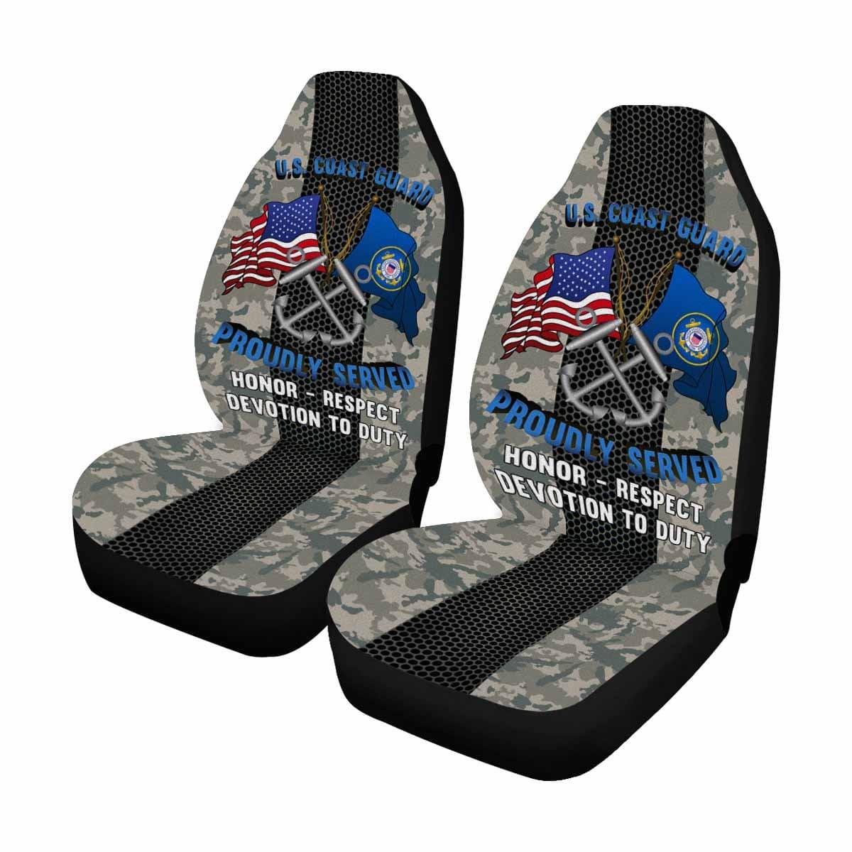 US Coast Guard Boatswains Mate BM Logo Proudly Served - Car Seat Covers (Set of 2)-SeatCovers-USCG-Rate-Veterans Nation