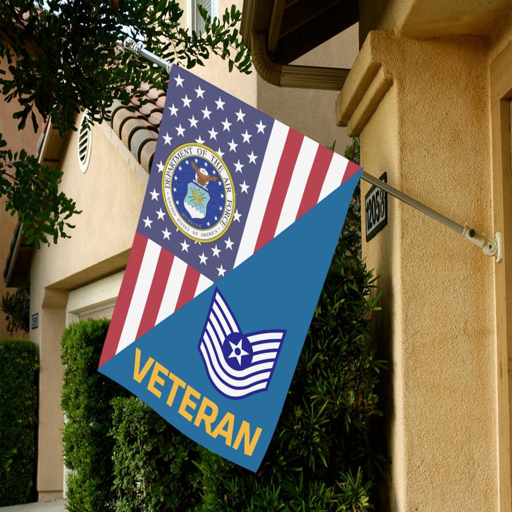 US Air Force E-7 Old Style Veteran House Flag 28 inches x 40 inches Twin-Side Printing-HouseFlag-USAF-Ranks-Veterans Nation