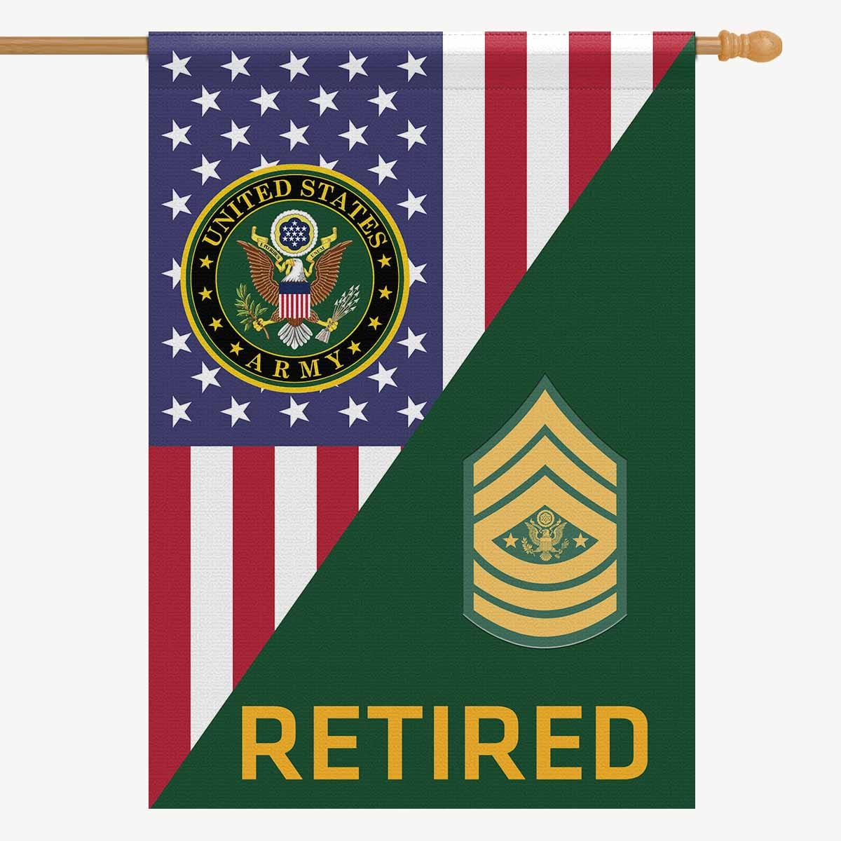 US Army E-9 Sergeant Major of the Army E9 SMA Retired House Flag 28 Inch x 40 Inch 2-Side Printing-HouseFlag-Army-Ranks-Veterans Nation