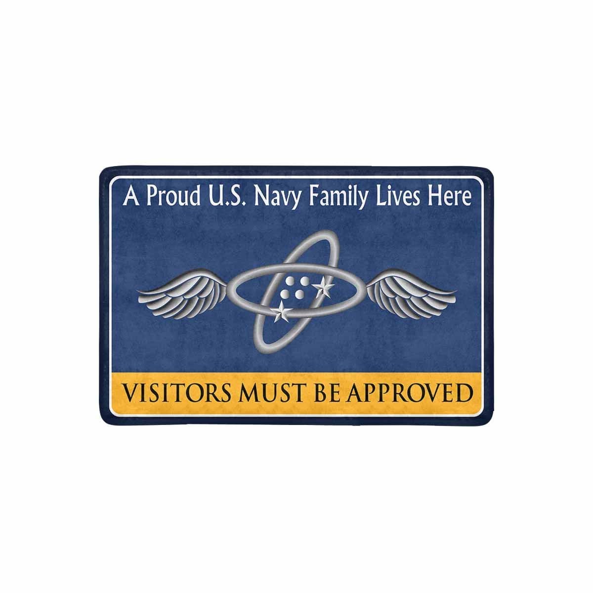 Navy Aviation Electronics Technician Navy AT Family Doormat - Visitors must be approved (23,6 inches x 15,7 inches)-Doormat-Navy-Rate-Veterans Nation