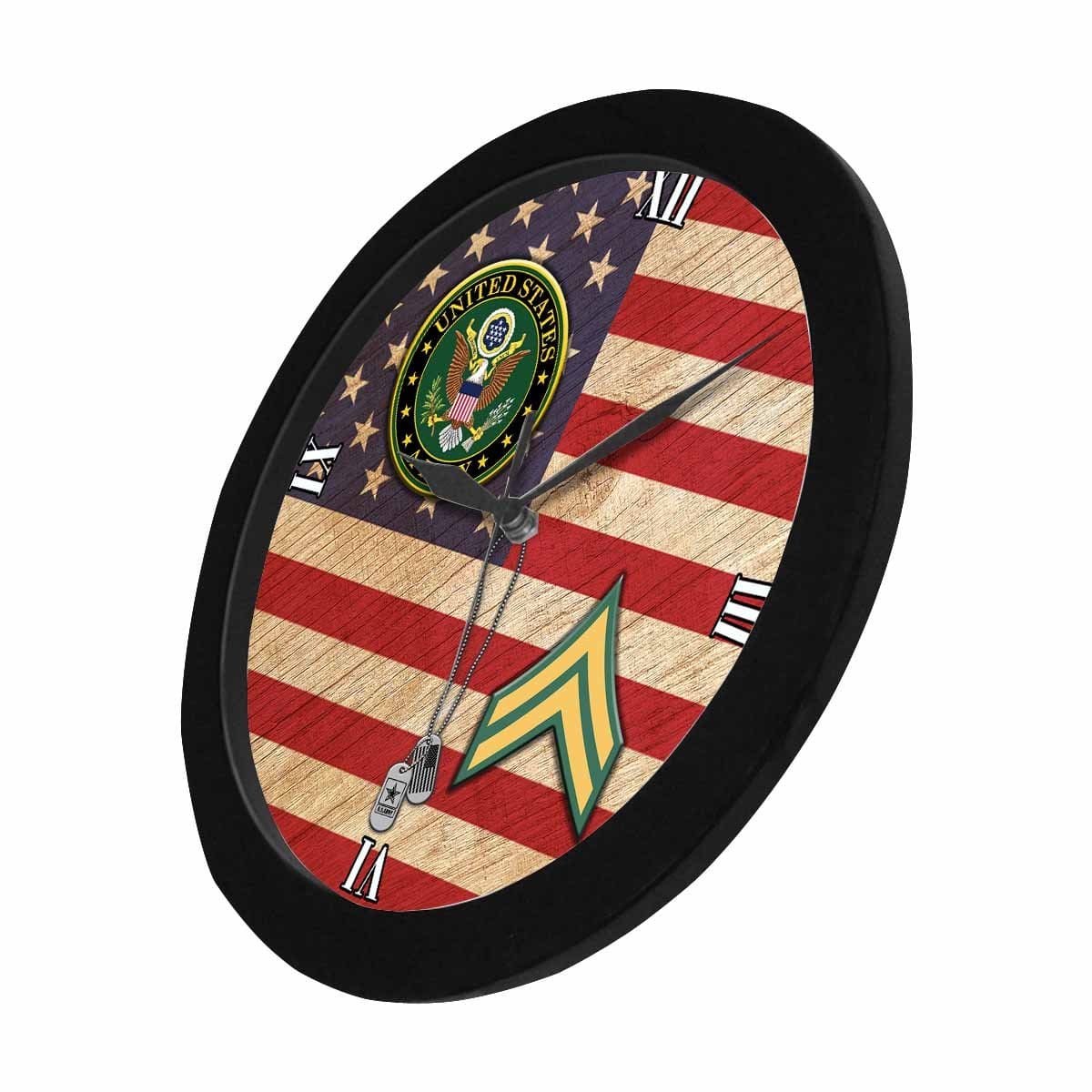 US Army E-4 Corporal E4 CPL Wall Clock-WallClocks-Army-Ranks-Veterans Nation