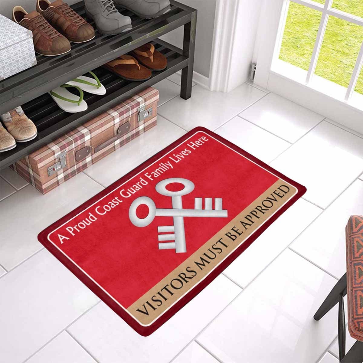 US Coast Guard Storekeeper SK Logo Family Doormat - Visitors must be approved (23.6 inches x 15.7 inches)-Doormat-USCG-Rate-Veterans Nation