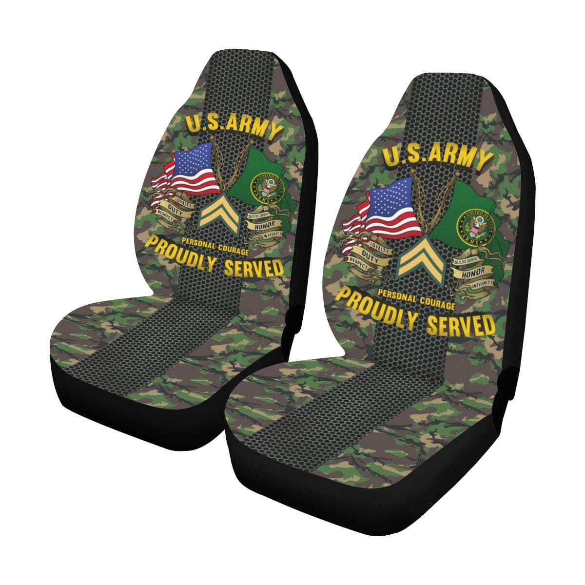 US Army E-4 Corporal E4 CPL Noncommissioned Officer - Car Seat Covers Car Seat Covers (Set of 2)-SeatCovers-Army-Ranks-Veterans Nation