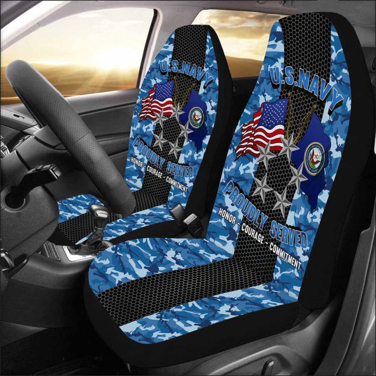 US Navy O-11 Fleet Admiral O11 FADM Flag Officer Car Seat Covers (Set of 2)-SeatCovers-Navy-Officer-Veterans Nation