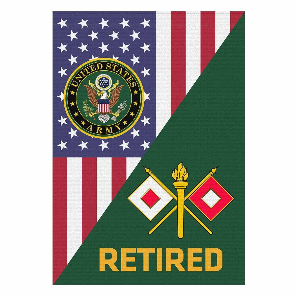 US Army Signal Corps Retired House Flag 28 Inch x 40 Inch Twin-Side Printing-HouseFlag-Army-Branch-Veterans Nation