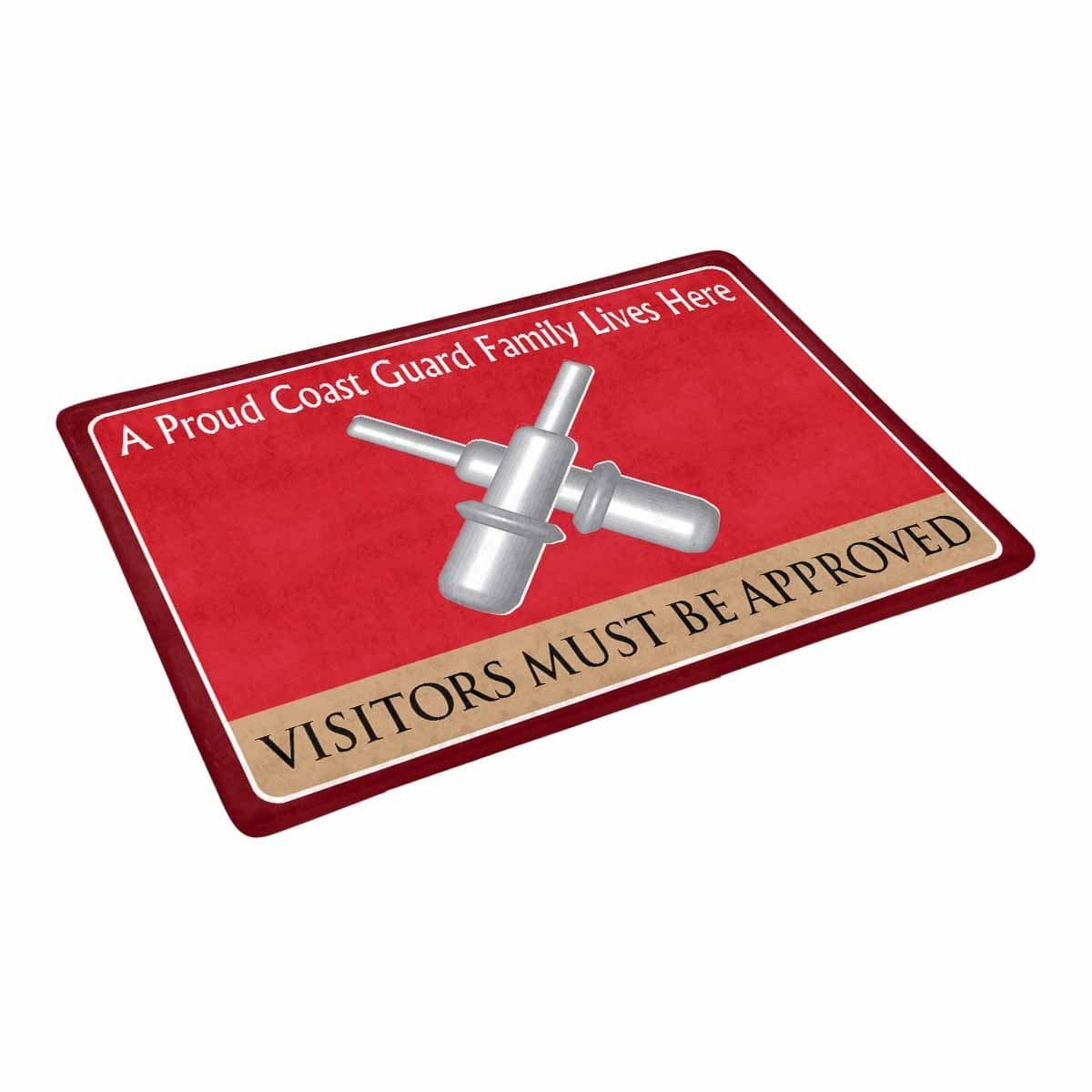 US Coast Guard Gunner's Mate GM Logo Family Doormat - Visitors must be approved (23.6 inches x 15.7 inches)-Doormat-USCG-Rate-Veterans Nation