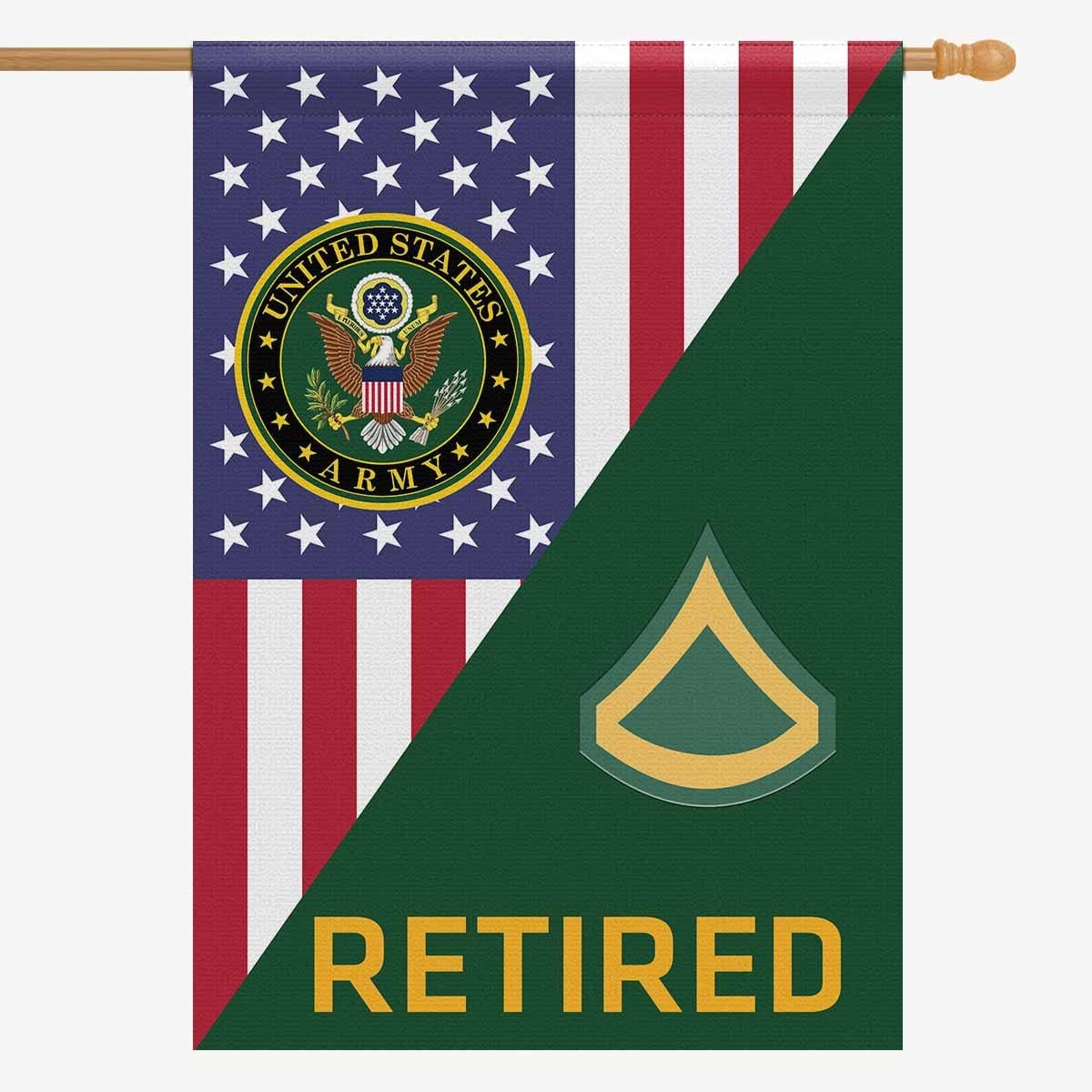 US Army E-3 Private First Class E3 PFC Retired House Flag 28 Inch x 40 Inch 2-Side Printing-HouseFlag-Army-Ranks-Veterans Nation