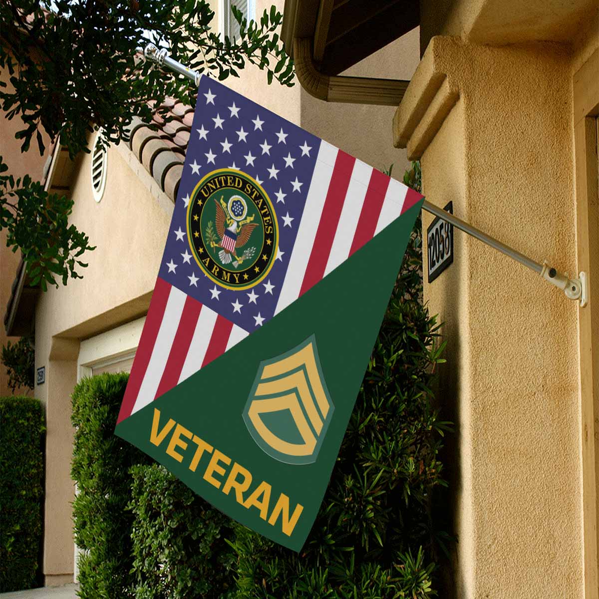 US Army E-6 Staff Sergeant E6 SSG Veteran House Flag 28 Inch x 40 Inch 2-Side Printing-HouseFlag-Army-Ranks-Veterans Nation