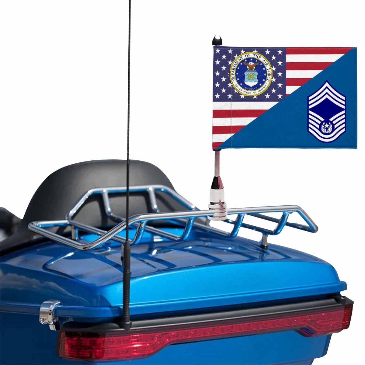 US Air Force E-9 CMSAF Motorcycle Flag 9" x 6" Twin-Side Printing D01-MotorcycleFlag-USAF-Veterans Nation