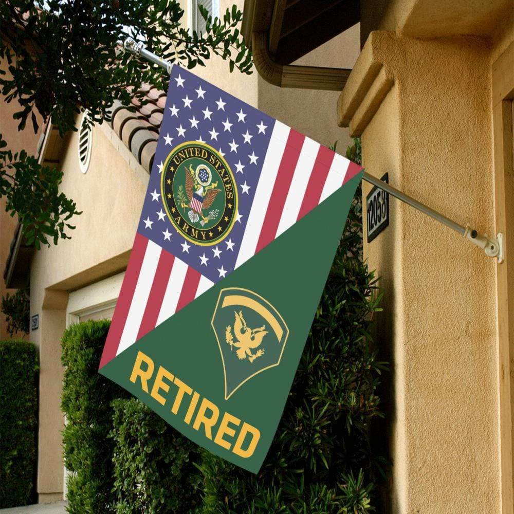 US Army Retired Insignia With America Flag House Flag 28 Inch x 40 Inch Twin-Side Printing-HouseFlag-Army-Veterans Nation