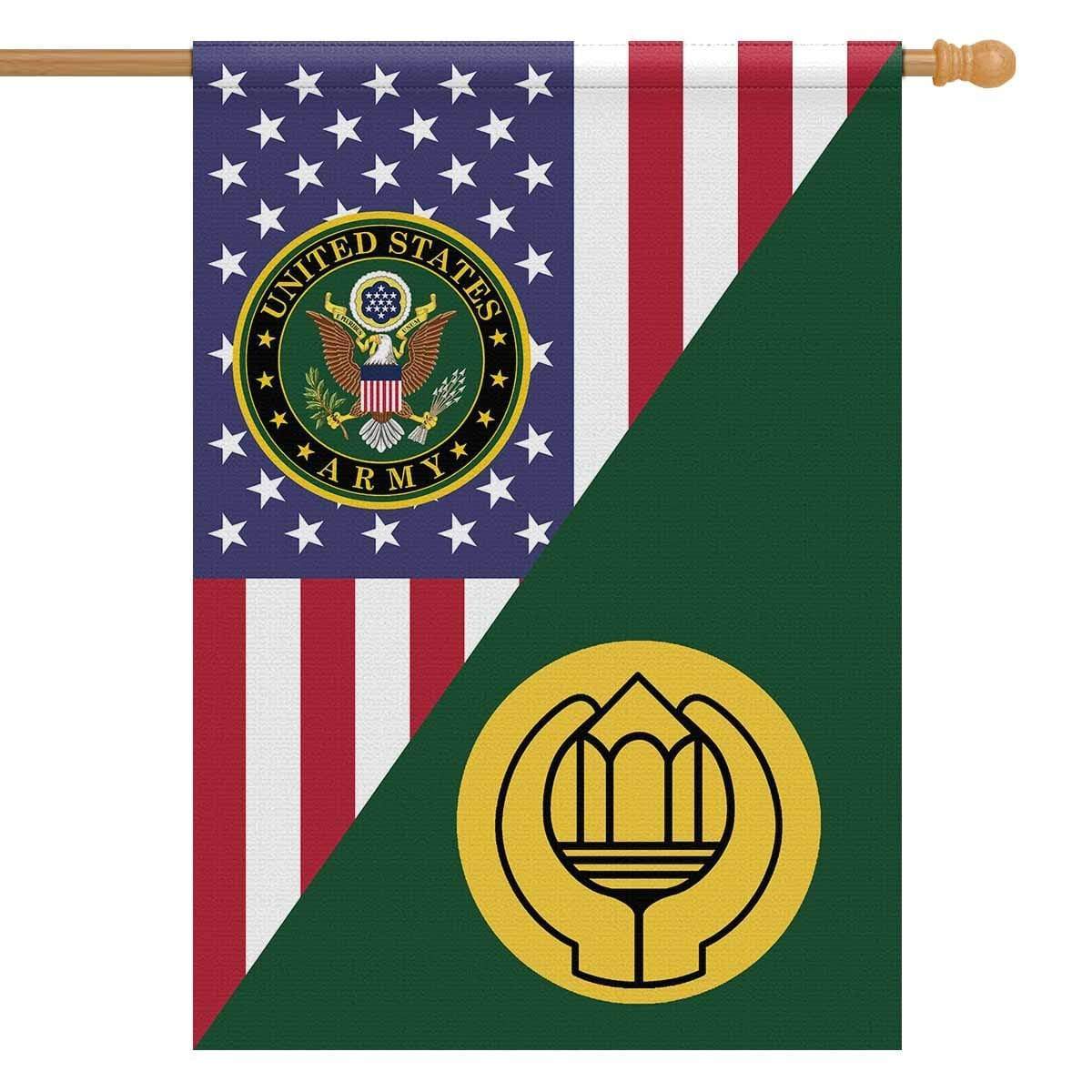 US Army Insignia With America Flag House Flag 28 Inch x 40 Inch Twin-Side Printing-HouseFlag-Army-Veterans Nation