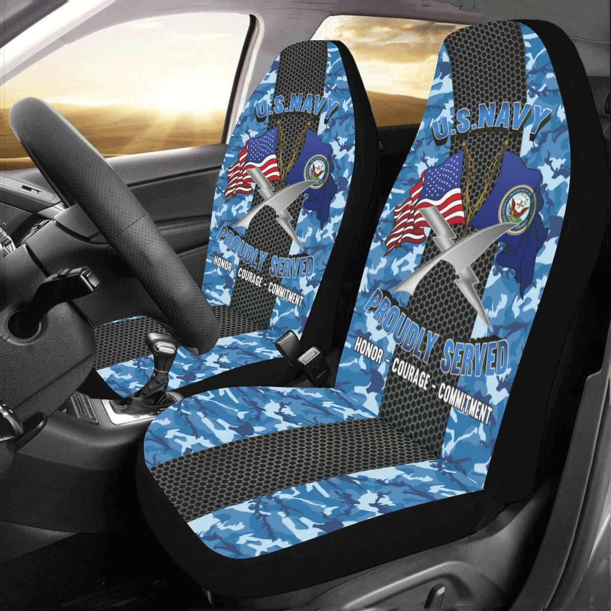 U.S Navy Cryptologic technician Navy CT Car Seat Covers (Set of 2)-SeatCovers-Navy-Rate-Veterans Nation