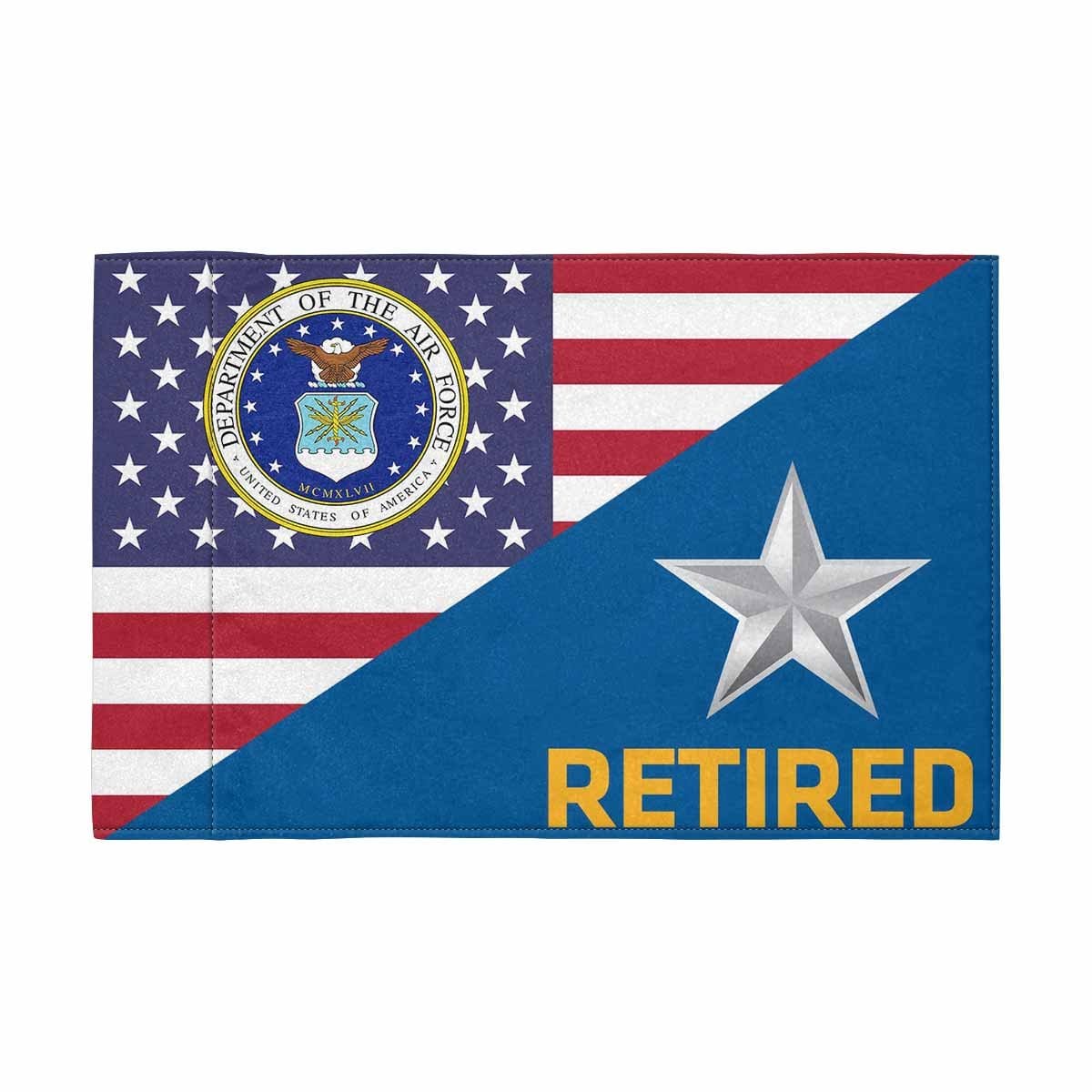 US Air Force O-7 Retired Motorcycle Flag 9" x 6" Twin-Side Printing D01-MotorcycleFlag-USAF-Veterans Nation