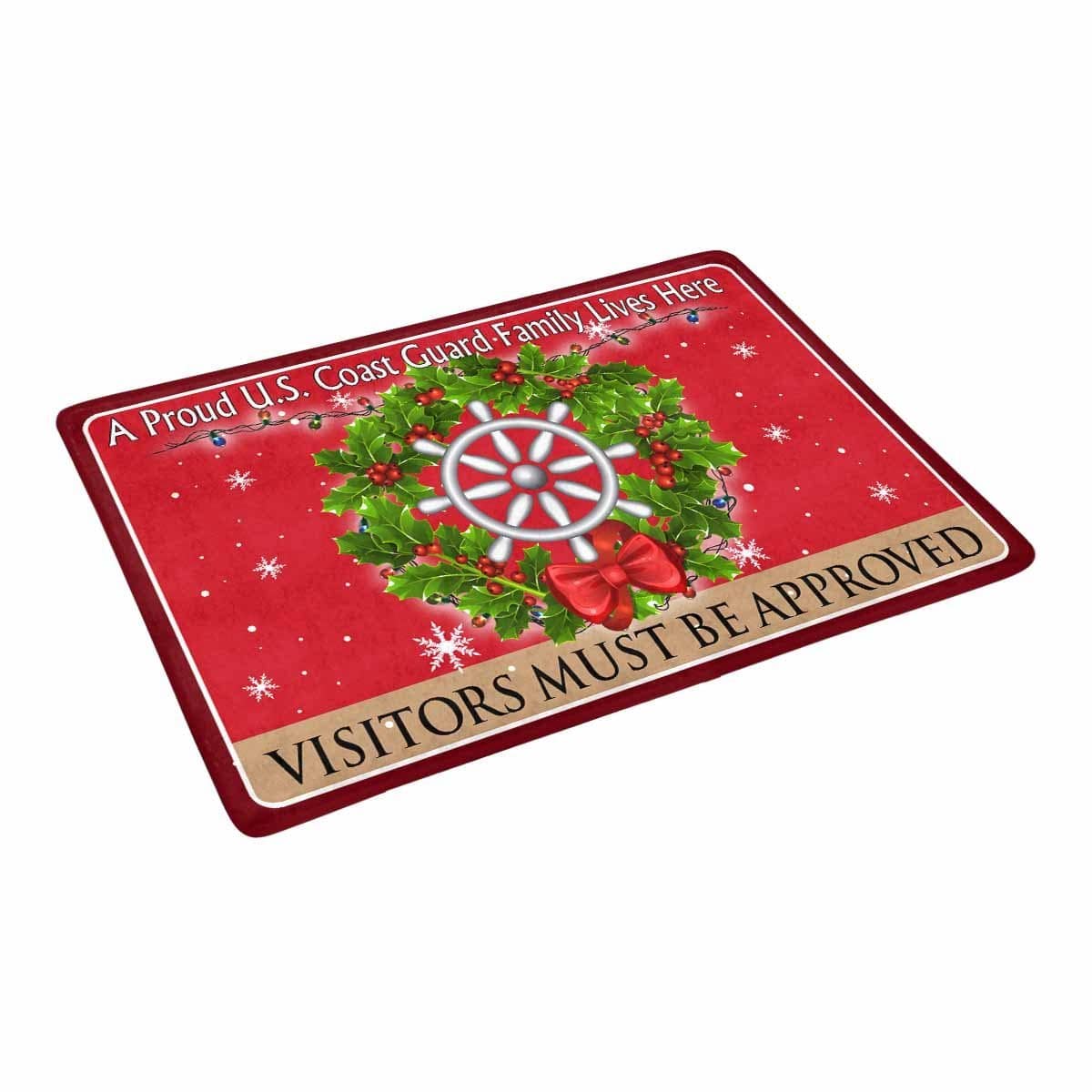 US Coast Guard Quartermaster QM Logo - Visitors must be approved Christmas Doormat-Doormat-USCG-Rate-Veterans Nation