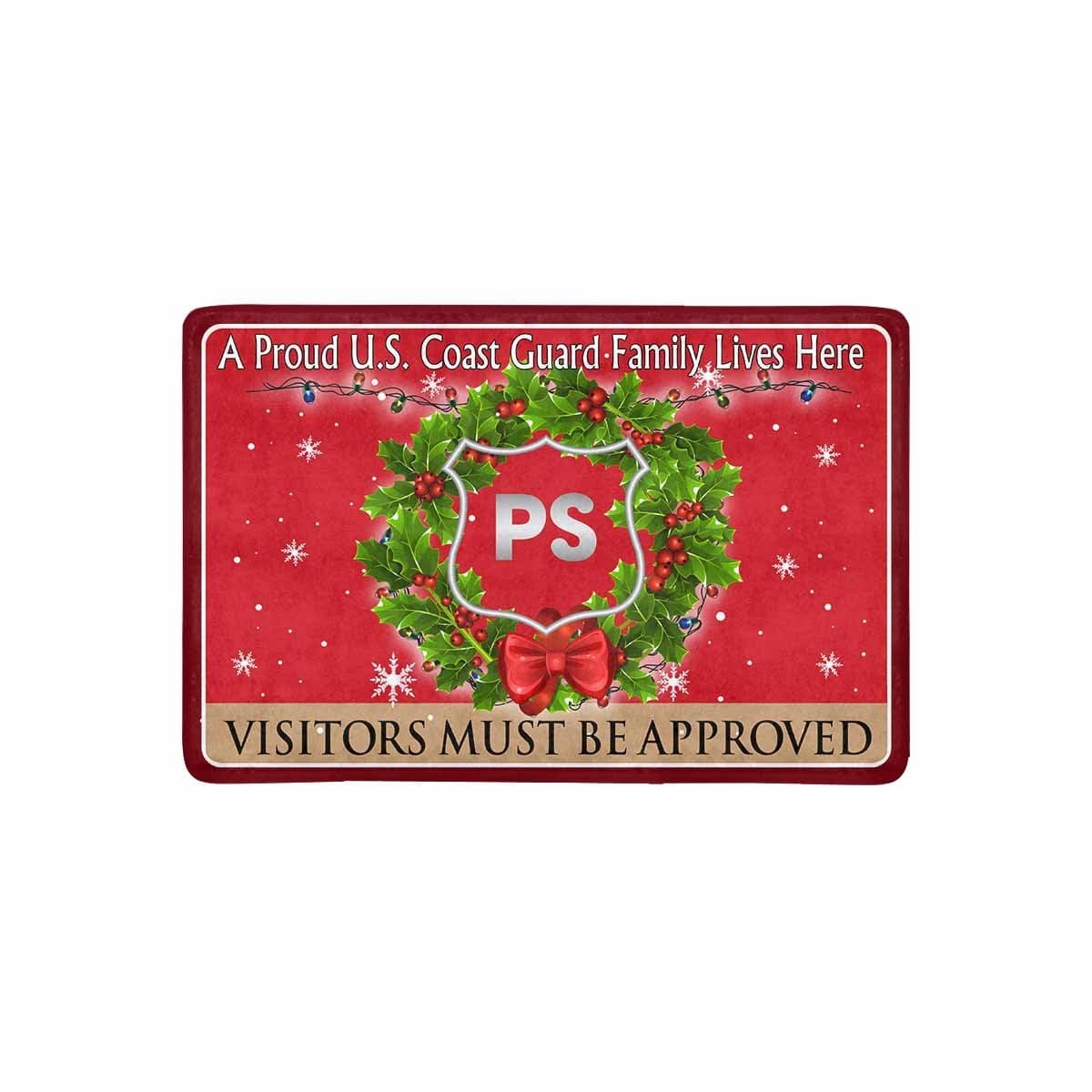 USCG PORT SECURITY SPECIALIST PS Logo - Visitors must be approved Christmas Doormat-Doormat-USCG-Rate-Veterans Nation