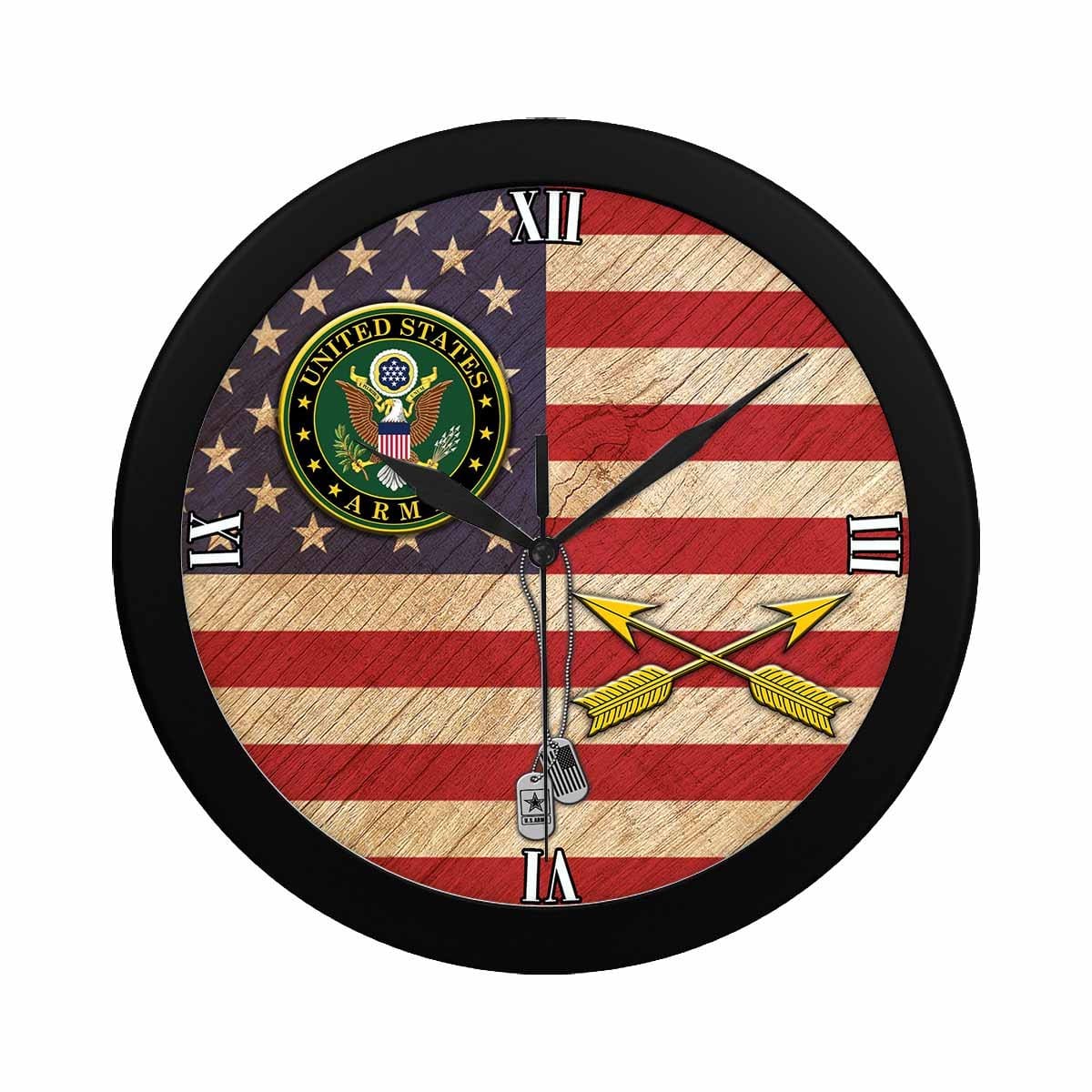 U.S. Army Special Forces (USASFC) Black Wall Clock-WallClocks-Army-Branch-Veterans Nation