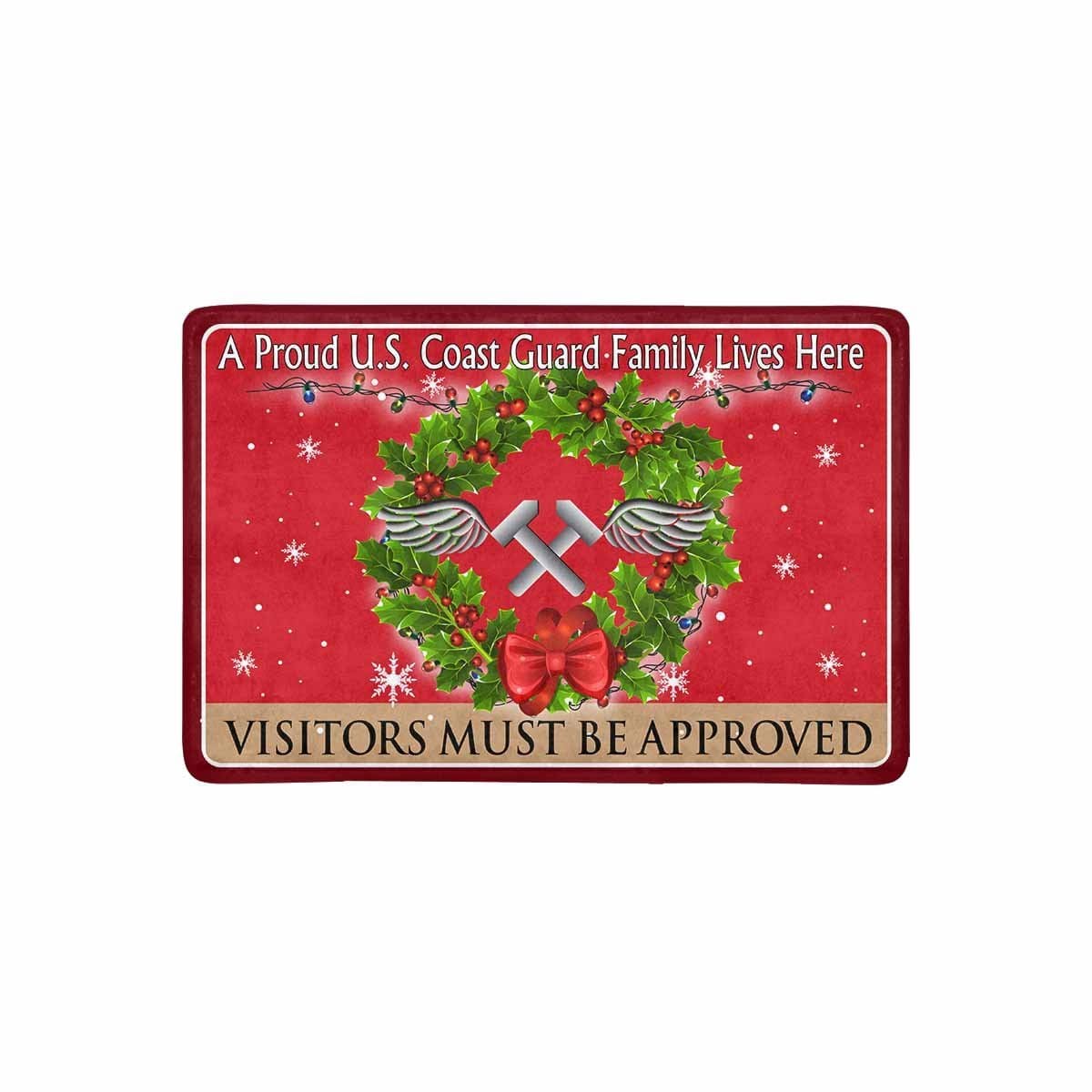 US Coast Guard Aviation Metalsmith AM Logo - Visitors must be approved Christmas Doormat-Doormat-USCG-Rate-Veterans Nation