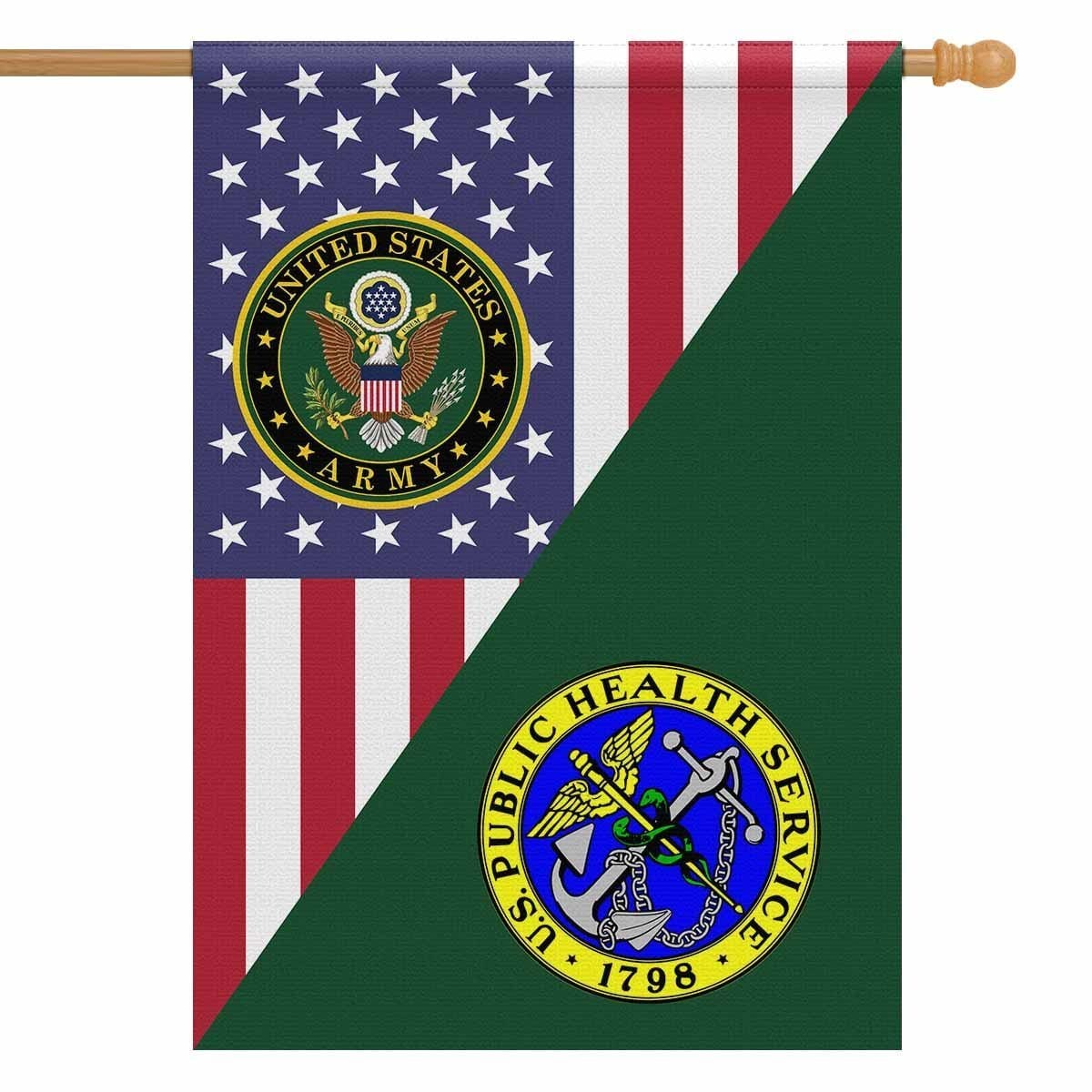 US Army Insignia With America Flag House Flag 28 Inch x 40 Inch Twin-Side Printing-HouseFlag-Army-Veterans Nation