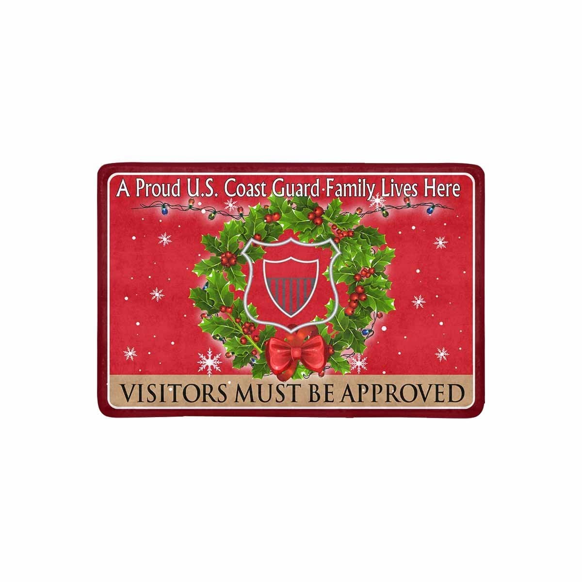 USCG MARITIME ENFORCEMENT ME Logo - Visitors must be approved Christmas Doormat-Doormat-USCG-Rate-Veterans Nation