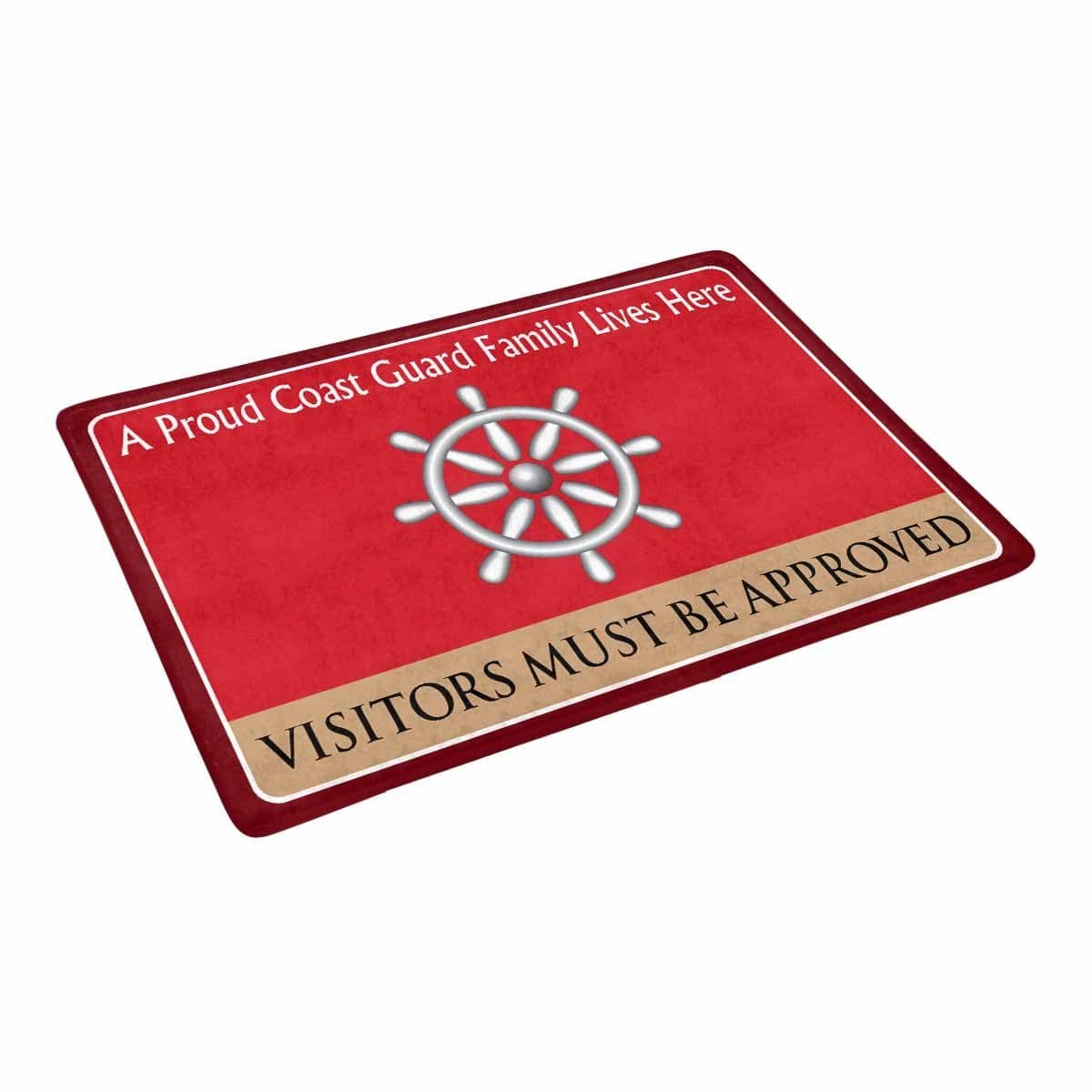 US Coast Guard Quartermaster QM Logo Family Doormat - Visitors must be approved (23.6 inches x 15.7 inches)-Doormat-USCG-Rate-Veterans Nation