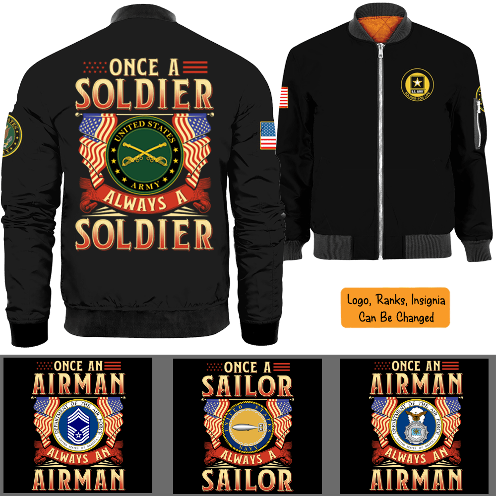 Once A Soldier Always A Soldier Bomber Jacket-Bomber-AllBranch-Veterans Nation